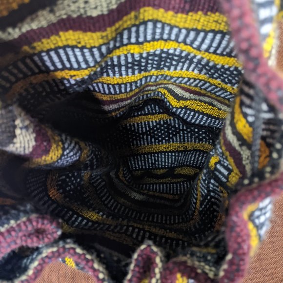 Yellow Multicolor Bag Backpack Boho Woven Aztec Mexican - Picture 3 of 6